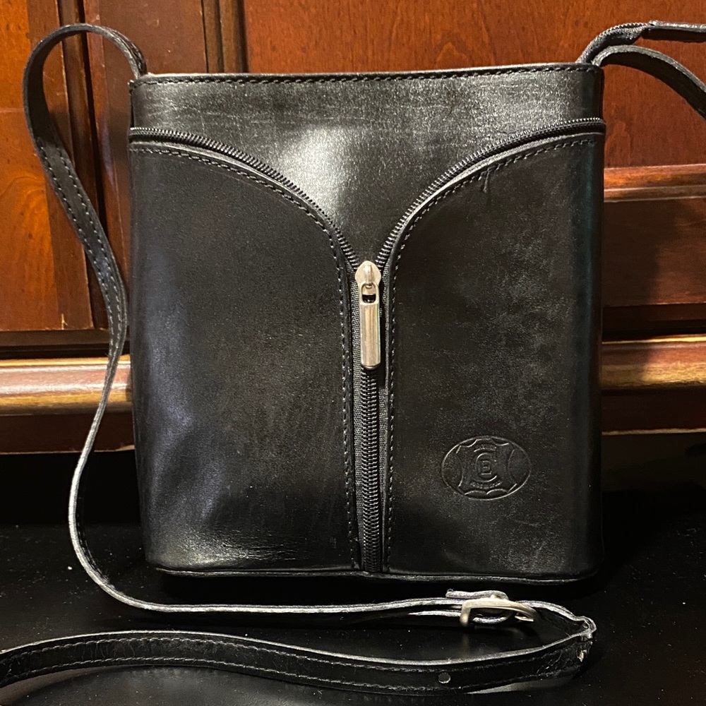 Black CE made in Spain vintage mini Leather Crossbody Bag